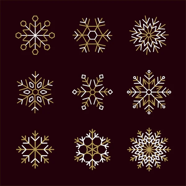 Uppsättning Snöflingor Juldesign Vektor Illustration — Stock vektor