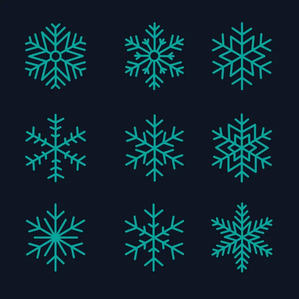 Conjunto Copos Nieve Navidad Diseño Vector Ilustración — Vector de stock
