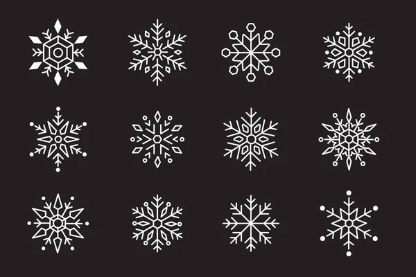 Schneeflocken Weihnachten Design Set Vektor Illustration — Stockvektor