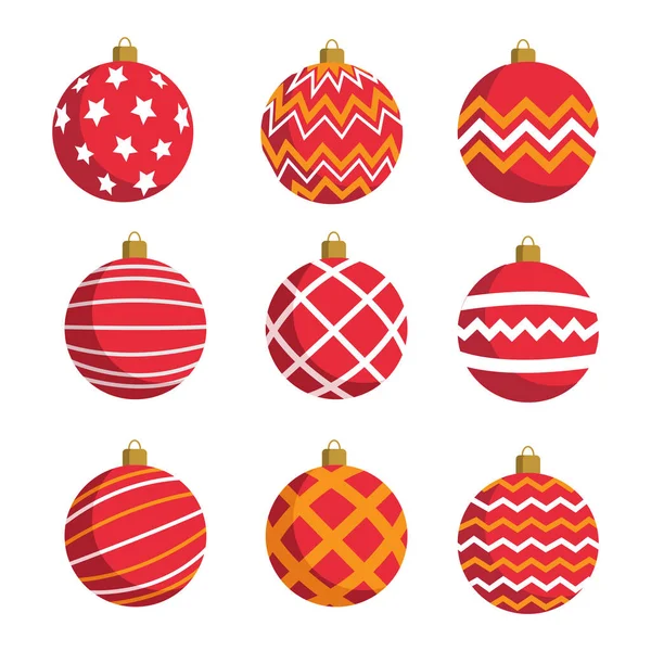 Colorful Christmas Ball Collection Set Vector Illustration — Stock Vector