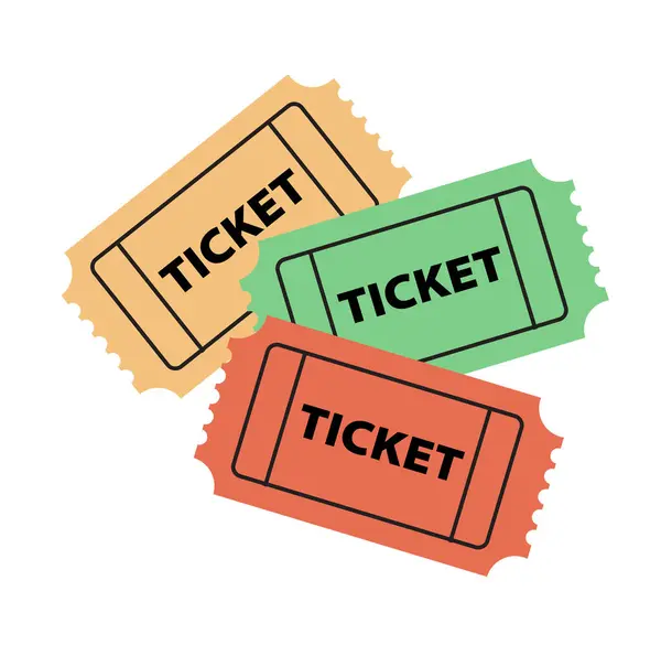 Yellow, green and red movie ticket icons vector illustration