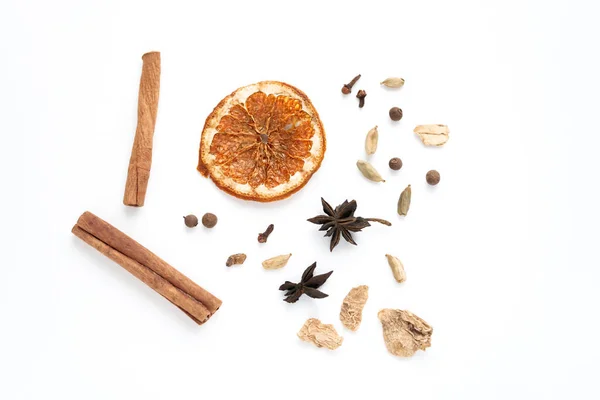 Set Spices Warming Drink Winter Ingredients Winter Hot Drinks Tea — Stock Photo, Image