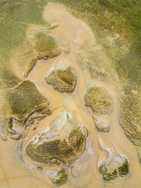 Lewis Adası, İskoçya 'daki Eoropie Kum Tepeleri' nin hava manzarası.