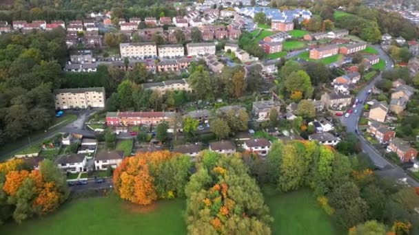 Images Aériennes Volant Vers Ville Baildon Bradford Quartier Résidentiel Dans — Video