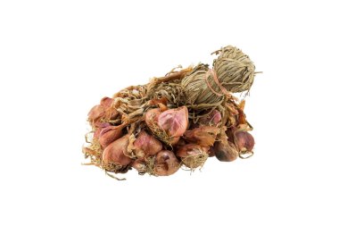 Soğancık paket üzerinde izole beyaz arka plan.