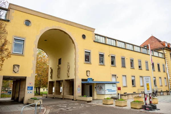 Vista Portão Principal Hospital Universitário Freiburg Breisgau — Fotografia de Stock