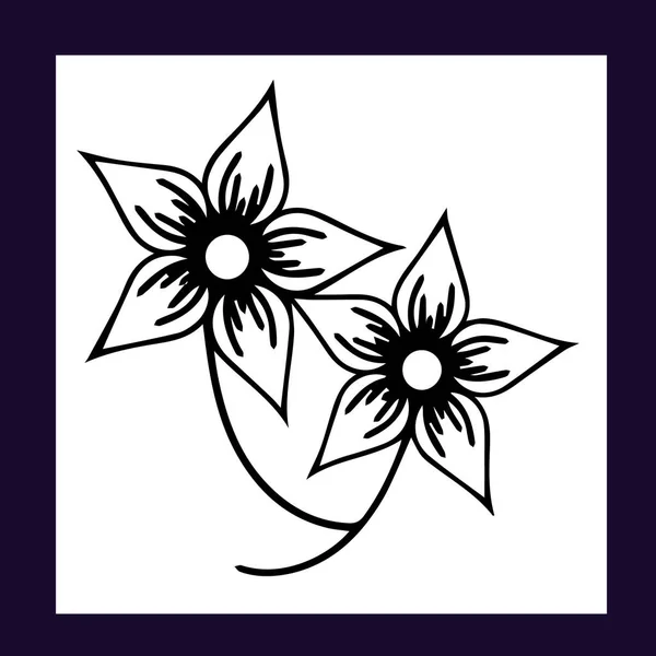 Croquis Floral Simple Réalisé Sur Fond Blanc — Image vectorielle