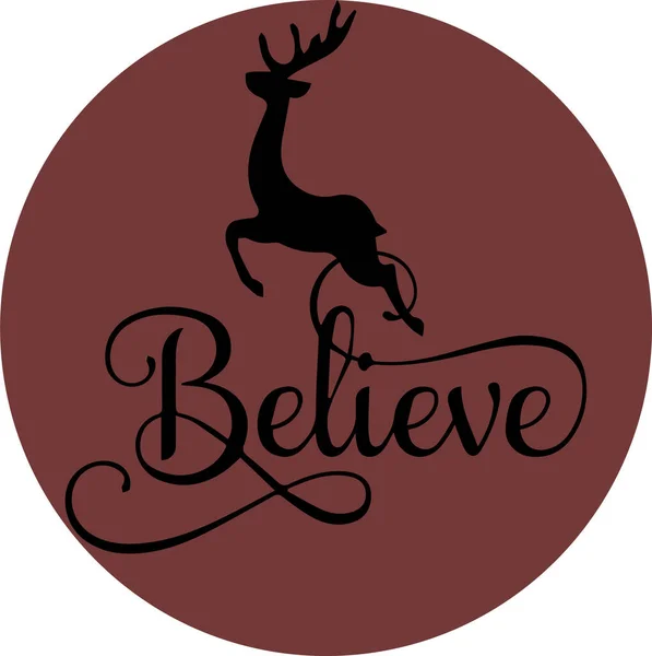 Believe Hand Written Design Made Deer Pink Background — Stock Vector