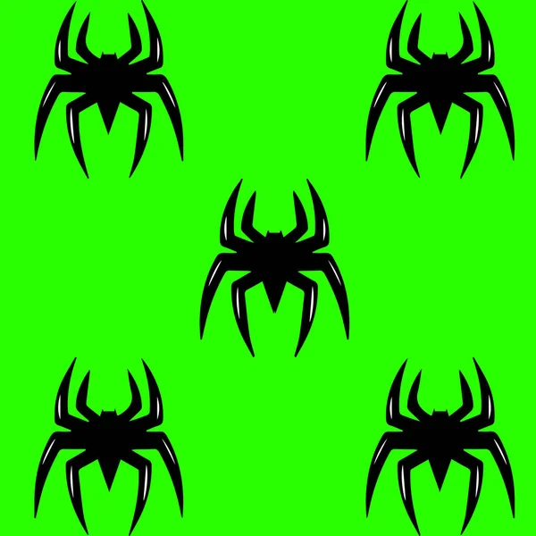 黒の線で緑の背景に作られたスパイダーデザイン — ストックベクタ