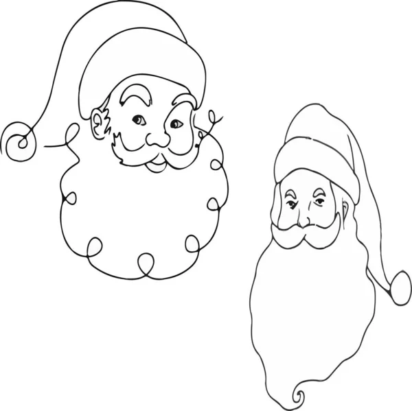 Santa Sketch Made Black Gray Lines Two Different Forms — Stock Vector