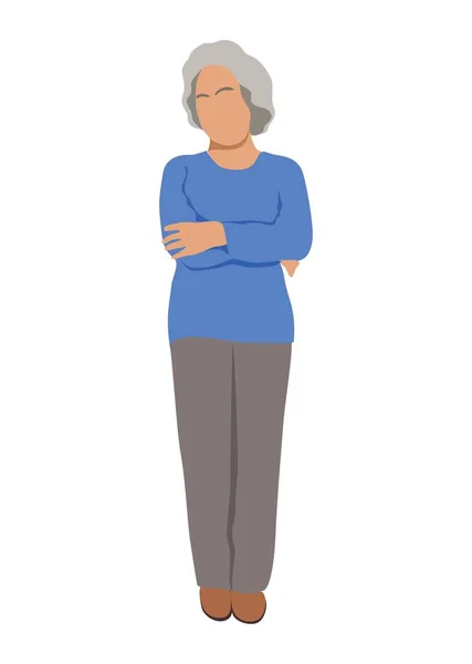 Portrét Elegantní Starší Šedovlasé Ženy Moderních Neformálních Šatech Stará Zaměstnankyně — Stockový vektor