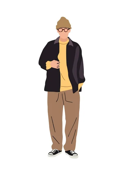 Street Style Moda Uomo Realistico Vettoriale Illustrazione Bello Personaggio Maschile — Vettoriale Stock