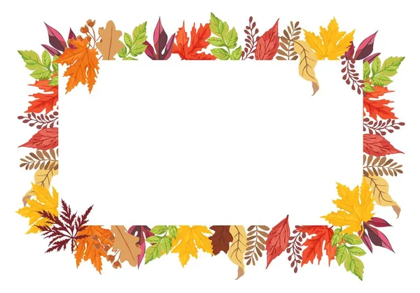 Modelo Banner Outono Decorado Por Folhas Árvore Caídas Quadro Elegante —  Vetores de Stock