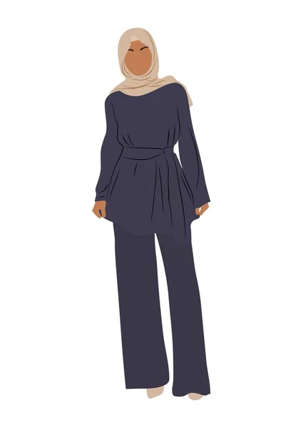 Elegante Mujer Musulmana Negocios Que Usa Atuendo Casual Moderno Inteligente — Vector de stock