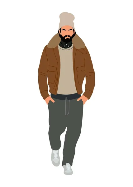 Der Moderne Mann Trägt Lässige Kleidung Stilvoller Junger Mann Herbst — Stockvektor