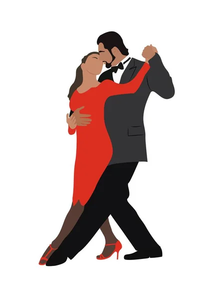 Dans Eden Çift Dansçı Bachata Salsa Flamenko Tango Latin Dansı — Stok Vektör