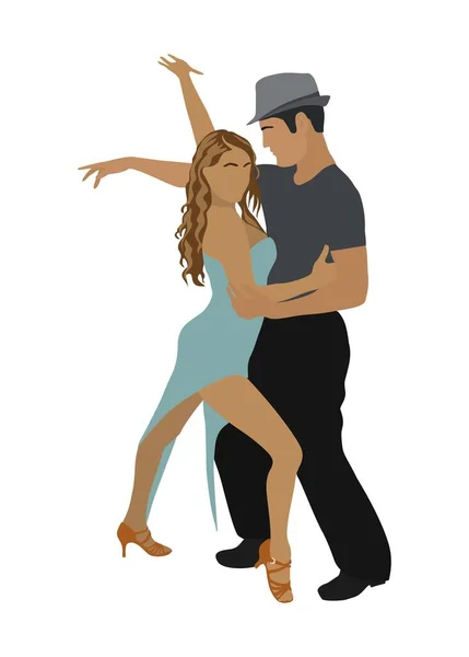 Dans Eden Nsanlar Dansçı Bachata Salsa Flamenko Tango Latin Dansı — Stok Vektör