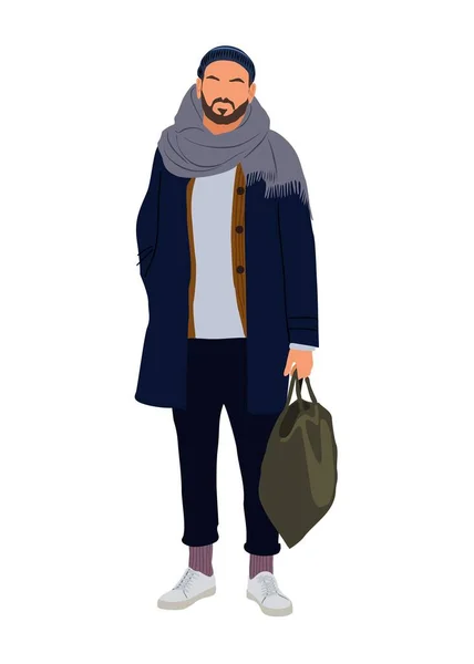 Мужчины Уличной Моды Векторная Реалистичная Иллюстрация Стильный Мужчина Трикотажном Современном — стоковый вектор