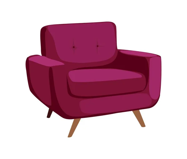 Borgonha Vermelho Vintage Meados Século Moderno Sotaque Braço Cadeira Vetor — Vetor de Stock