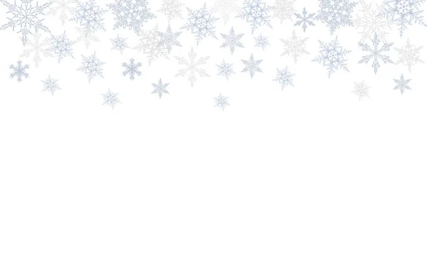 Streszczenie Tła Bożego Narodzenia Niebieskimi Srebrnymi Brzegami Płatków Śniegu Skopiować — Wektor stockowy
