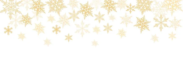 Streszczenie Tła Bożego Narodzenia Złotymi Płatkami Śniegu Granicy Zima Złote — Wektor stockowy