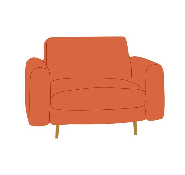 Retro Styled Terracotta Armchair Design Wood Base Upholstered Seat Trendy — Stock Vector