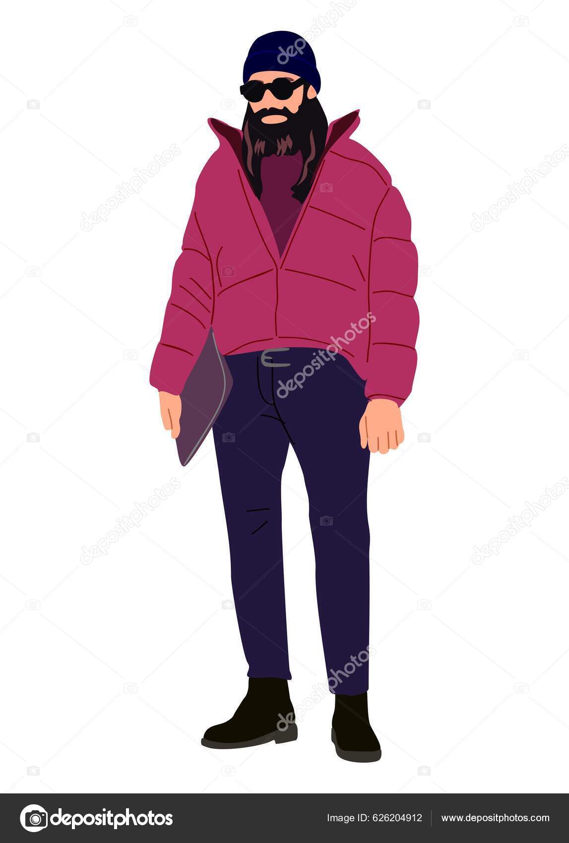 Stylish Man Wearing Trendy Modern Street Style Winter Outfit Handsome Stock  Vector by ©LanaBrow 626204912