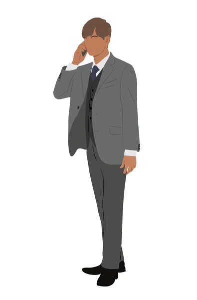 Hombre Negocios Personaje Pie Hablando Por Teléfono Hombre Joven Guapo — Archivo Imágenes Vectoriales