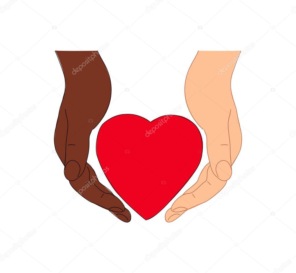 Con las dos manos juntas. Dedos humanos, un par de palmas tocándose