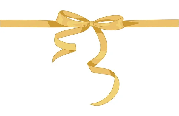 Golden Gift Ribbon Bow Decorative Wrapping Tape Valentines Day Birthday — Vector de stock