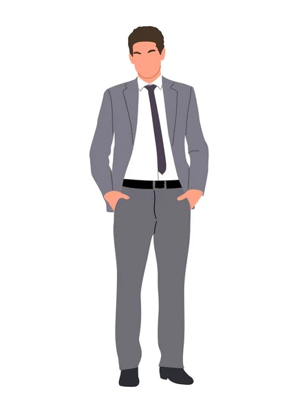 Επιχειρηματίας Στέκεται Full Length Μπροστινή Άποψη Νέος Όμορφος Άντρας Επίσημο — Διανυσματικό Αρχείο