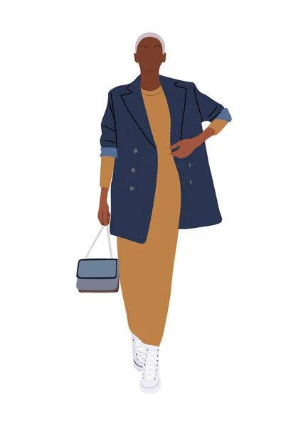 Attractive Black Business Woman Stylish African American Lady Boss Modern — 图库矢量图片
