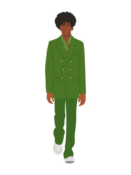 Stylish Elegant Black Man Wearing Modern Fashionable Business Outfit Formal — 图库矢量图片