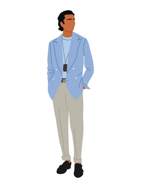 Stylish Elegant Hispanic Man Wearing Modern Fashionable Business Outfit Formal - Stok Vektor