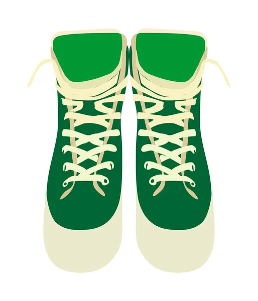Fashion sneakers bright green color. Modern sports, street style shoes. Trendy sportswear for man and woman. Footwear designs. Flat vector illustration isolated on white background.