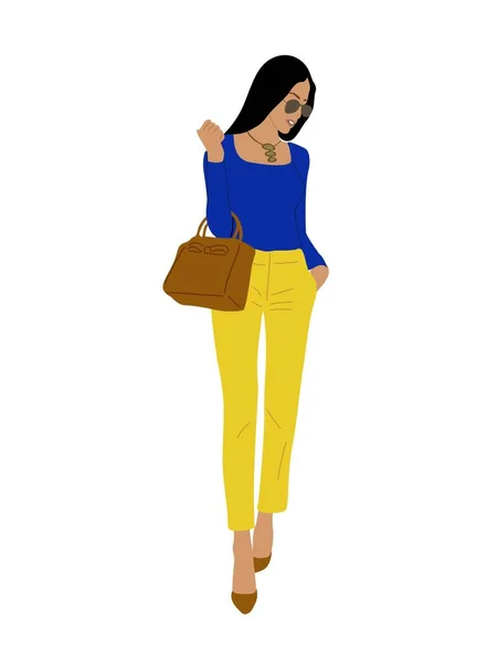 Business Woman Vector Realistic Illustration Standing Cartoon Woman Smart Casual — стоковый вектор