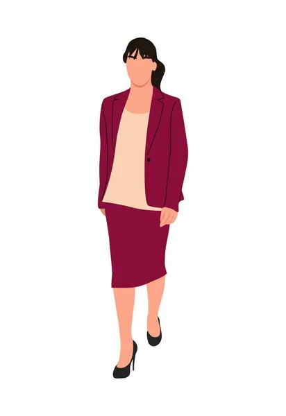 Bizneswoman Idzie Atrakcyjna Kobieta Biznesu Oficjalnym Garniturze Biurowym Spódnicą Szpilkami — Wektor stockowy