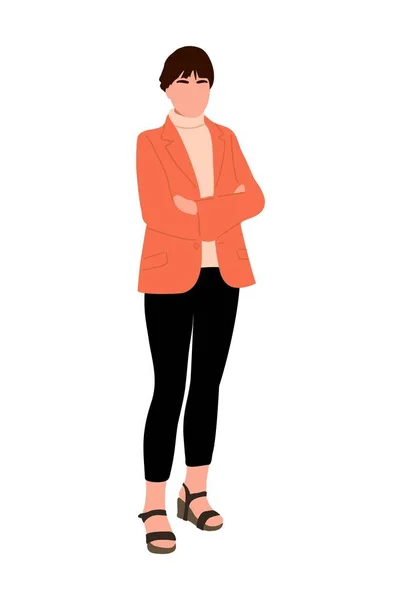 Kadını Şık Ofis Kıyafetleri Içinde Duruyor Modern Kıyafetleri Giyen Güzel — Stok Vektör