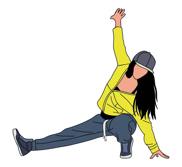 Κορίτσι Που Χορεύει Street Dance Στυλ Hip Hop Μαύρη Χορεύτρια — Διανυσματικό Αρχείο
