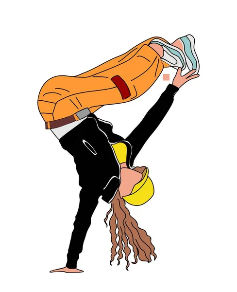 Girl Dancing Street Dance Urban Hip Hop Style Black Woman — Image vectorielle