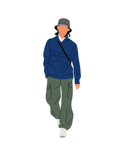 Pouliční Módní Muži Stylový Chlapík Procházce Oblečený Módním Retro Oblečení — Stockový vektor