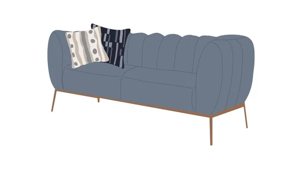 Canapé Confortable Avec Coussins Canapé Salon Avec Oreillers Style Rétro — Image vectorielle