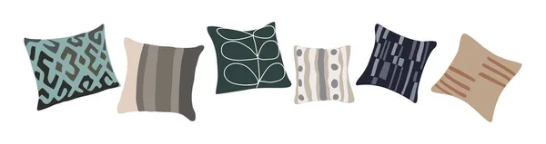 Modern Decorative Pillows Cushions Cosy Home Interior Decor Sofa Couch — Stock Vector