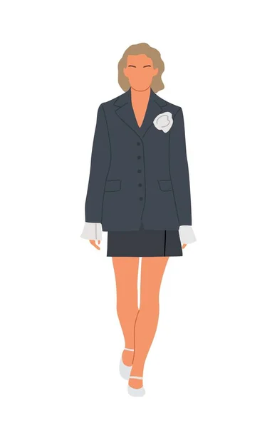 Joven Mujer Negocios Aspecto Moderno Oficina Traje Formal Con Falda — Vector de stock