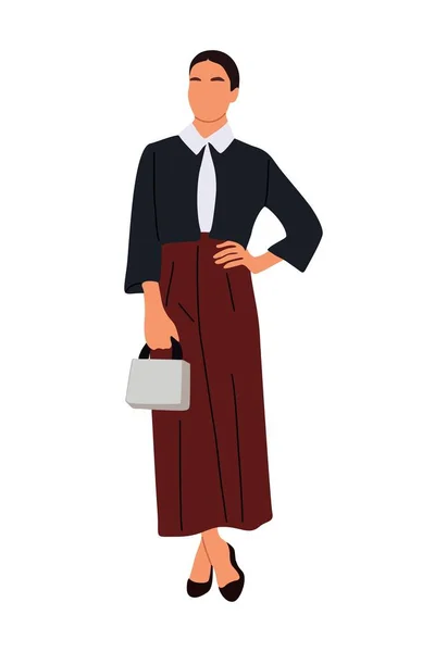Joven Mujer Negocios Aspecto Oficina Moderna Pantalones Kulot Chaqueta Linda — Vector de stock
