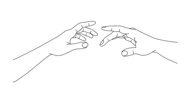 Две Руки Тянутся Друг Другу Касаясь Друг Друга Поддержка Помощь — стоковый вектор