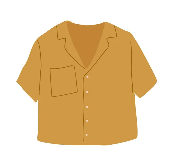 Casual Κίτρινο Πουκάμισο Μοντέρνα Γυναικεία Καλοκαιρινά Ρούχα Μπλούζα Βαμβακερά Ρούχα — Διανυσματικό Αρχείο