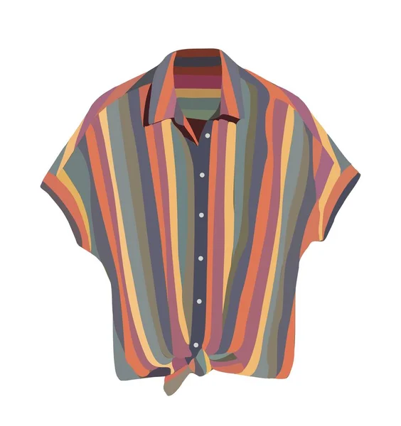 Camisa Casual Sin Mangas Con Rayas Colores Prenda Verano Moderna — Vector de stock