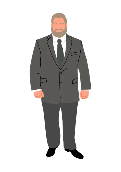 Homme Affaires Senior Debout Costume Formel Smoking Illustration Réaliste Vectorielle — Image vectorielle