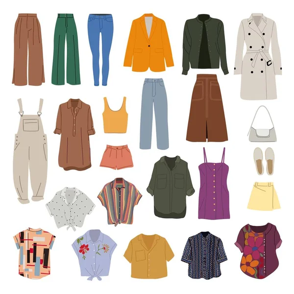 Ubrania Gotowe Odzież Dodatek Dla Kobiet Inna Kolekcja Odzieży Nowoczesna — Wektor stockowy
